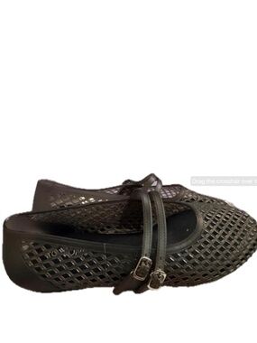 Roxoni Double Strap Jelly Mary Jane Flats - Black/ Transparent -size 9